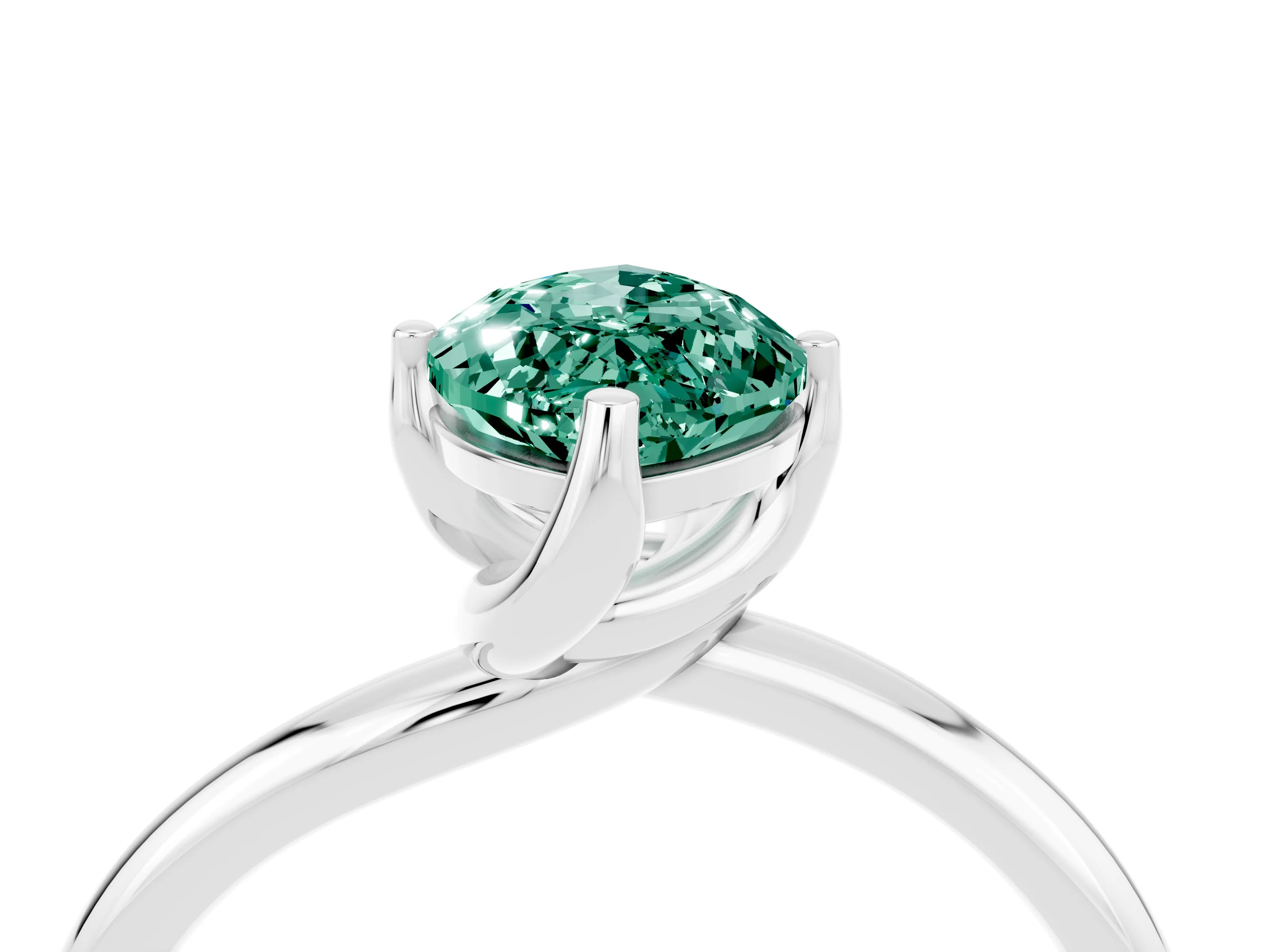 White gold Marquise Cut Green Sapphire Solitaire Engagement Ring with Four-Prong Setting and Classic Band_40