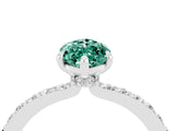 White gold Marquise Cut Green Sapphire Solitaire Engagement Ring with Pavé Band and Four-Prong Setting_4