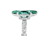 White gold Marquise Cut Green Sapphire Solitaire Engagement Ring with Pavé Band and Four-Prong Setting_5