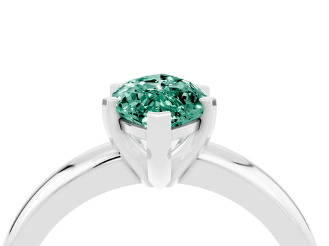 White gold Marquise Cut Green Sapphire Solitaire Engagement Ring with Round Band and Four-Prong Setting_4
