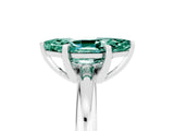 White gold Marquise Cut Green Sapphire Solitaire Engagement Ring with Round Band and Four-Prong Setting_5