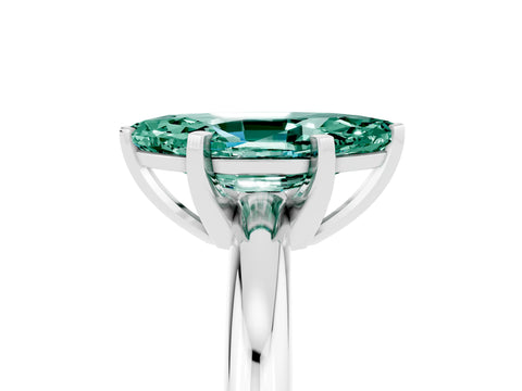 White gold Marquise Cut Green Sapphire Solitaire Engagement Ring with Round Band and Four-Prong Setting_5