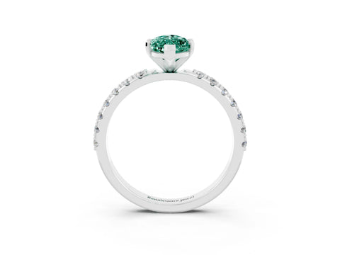 White gold Marquise Cut Green Sapphire Solitaire Pavé Band with Four-Prong Setting_3