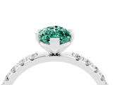 White gold Marquise Cut Green Sapphire Solitaire Pavé Band with Four-Prong Setting_4