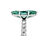 White gold Marquise Cut Green Sapphire Solitaire Pavé Band with Four-Prong Setting_5