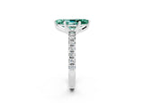 White gold Marquise Cut Green Sapphire Solitaire Pavé Engagement Ring with Round Band and Prong Setting_14