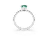 White gold Marquise Cut Green Sapphire Solitaire Pavé Engagement Ring with Round Band and Prong Setting_15