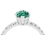 White gold Marquise Cut Green Sapphire Solitaire Pavé Engagement Ring with Round Band and Prong Setting_16