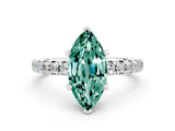 White gold Marquise Cut Green Sapphire Solitaire Pavé Engagement Ring with Round Band and Prong Setting_72