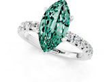 White gold Marquise Cut Green Sapphire Solitaire Pavé Engagement Ring with Round Band and Prong Setting_73