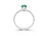 White gold Marquise Cut Green Sapphire Solitaire Pavé Engagement Ring with Round Band and Prong Setting_75
