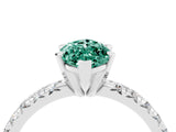 White gold Marquise Cut Green Sapphire Solitaire Pavé Engagement Ring with Round Band and Prong Setting_76