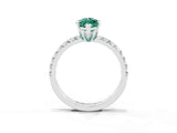 White gold Marquise Cut Green Sapphire Solitaire Pavé Engagement Ring with Round Band and Prong Setting_87