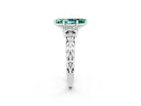 White gold Marquise Cut Green Sapphire Solitaire Ring with Filigree Band and Four-Prong Setting_26