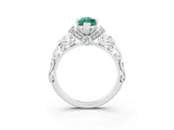 White gold Marquise Cut Green Sapphire Solitaire Ring with Filigree Band and Four-Prong Setting_27