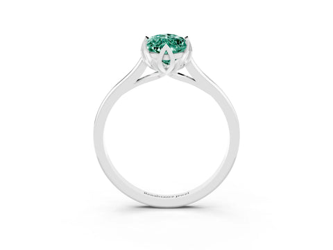 White gold Marquise Cut Green Sapphire Solitaire Ring with Flower Prong Setting and Classic Band_15