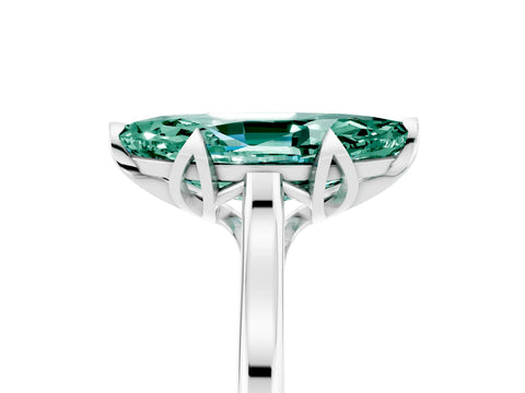 White gold Marquise Cut Green Sapphire Solitaire Ring with Flower Prong Setting and Classic Band_17