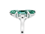 White gold Marquise Cut Green Sapphire Solitaire Ring with Flower Prong Setting and Classic Band_29