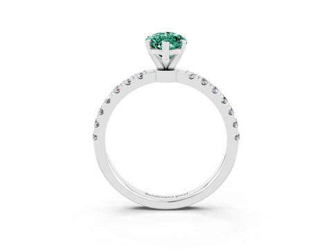 White gold Marquise Cut Green Sapphire Solitaire Ring with Pavé Accents and Four-Prong Setting_3
