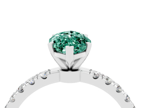 White gold Marquise Cut Green Sapphire Solitaire Ring with Pavé Accents and Four-Prong Setting_4