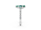 White gold Marquise Cut Green Sapphire Solitaire Ring with Pavé Band and Four-Prong Setting_26