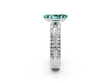 White gold Marquise Cut Green Sapphire Solitaire Ring with Pavé and Channel Set Band_2