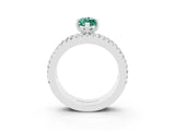 White gold Marquise Cut Green Sapphire Solitaire Ring with Pavé and Channel Set Band_3