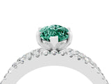 White gold Marquise Cut Green Sapphire Solitaire Ring with Pavé and Channel Set Band_4