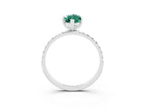 White gold Marquise Cut Green Sapphire Solitaire Ring with Pave Band and Four Prong Setting_27