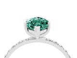 White gold Marquise Cut Green Sapphire Solitaire Ring with Pave Band and Four Prong Setting_28