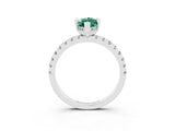 White gold Marquise Cut Green Sapphire Solitaire Ring with Round  Pavé Band and Four-Prong Setting_63