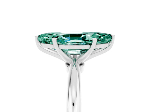 White gold Marquise Cut Green Sapphire Solitaire Ring with Six-Prong Setting and Classic Band_5