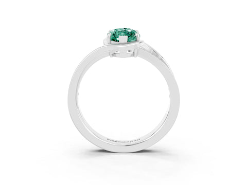 White gold Marquise Cut Green Sapphire Solitaire Ring with Split Shank and Prong Setting_3