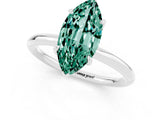 White gold Marquise Cut Green Sapphire Solitaire Ring with Thin Band and Four-Prong Setting_13