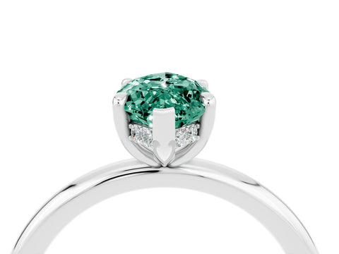 White gold Marquise Cut Green Sapphire Solitaire Ring with Thin Band and Four-Prong Setting_16