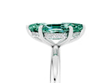 White gold Marquise Cut Green Sapphire Solitaire Ring with Thin Band and Four-Prong Setting_17