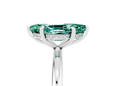 White gold Marquise Cut Green Sapphire Solitaire Ring with Thin Band and Four-Prong Setting_17