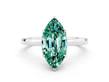 White gold Marquise Cut Green Sapphire Solitaire Ring with Thin Band and Prong Setting_12