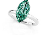 White gold Marquise Cut Green Sapphire Solitaire Ring with Thin Band and Prong Setting_13