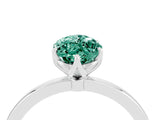 White gold Marquise Cut Green Sapphire Solitaire Ring with Thin Band and Prong Setting_16