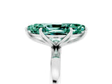 White gold Marquise Cut Green Sapphire Solitaire Ring with Thin Band and Prong Setting_17