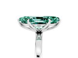 White gold Marquise Cut Green Sapphire Solitaire Ring with Thin Band and Prong Setting_41