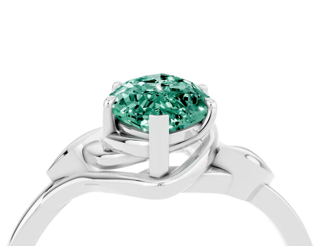 White gold Marquise Cut Green Sapphire Solitaire Ring with Twist Band and Four-Prong Setting_16