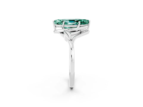 White gold Marquise Cut Green Sapphire Solitaire Ring with Twist Band and Four-Prong Setting_38