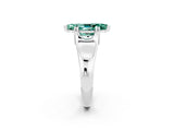 White gold Marquise Cut Green Sapphire Solitaire Ring with Wide Band and Prong Setting_2