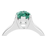 White gold Marquise Cut Green Sapphire Solitaire Ring with Wide Band and Prong Setting_4