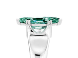 White gold Marquise Cut Green Sapphire Solitaire Ring with Wide Band and Prong Setting_5