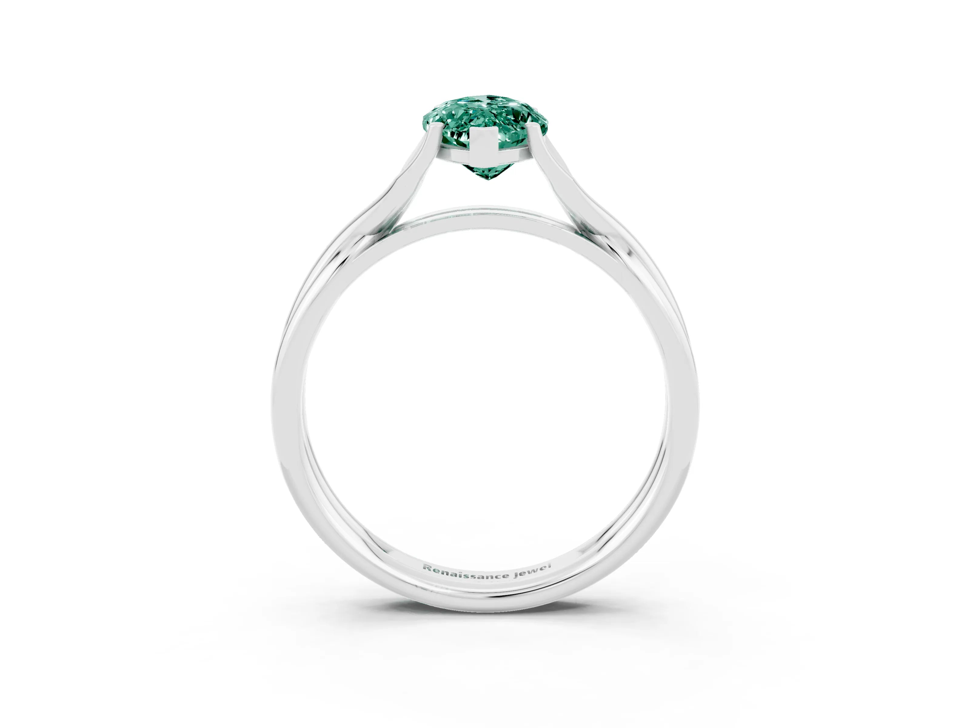 White gold Marquise Cut Green Sapphire Solitaire Twist Band Prong Setting Ring_39