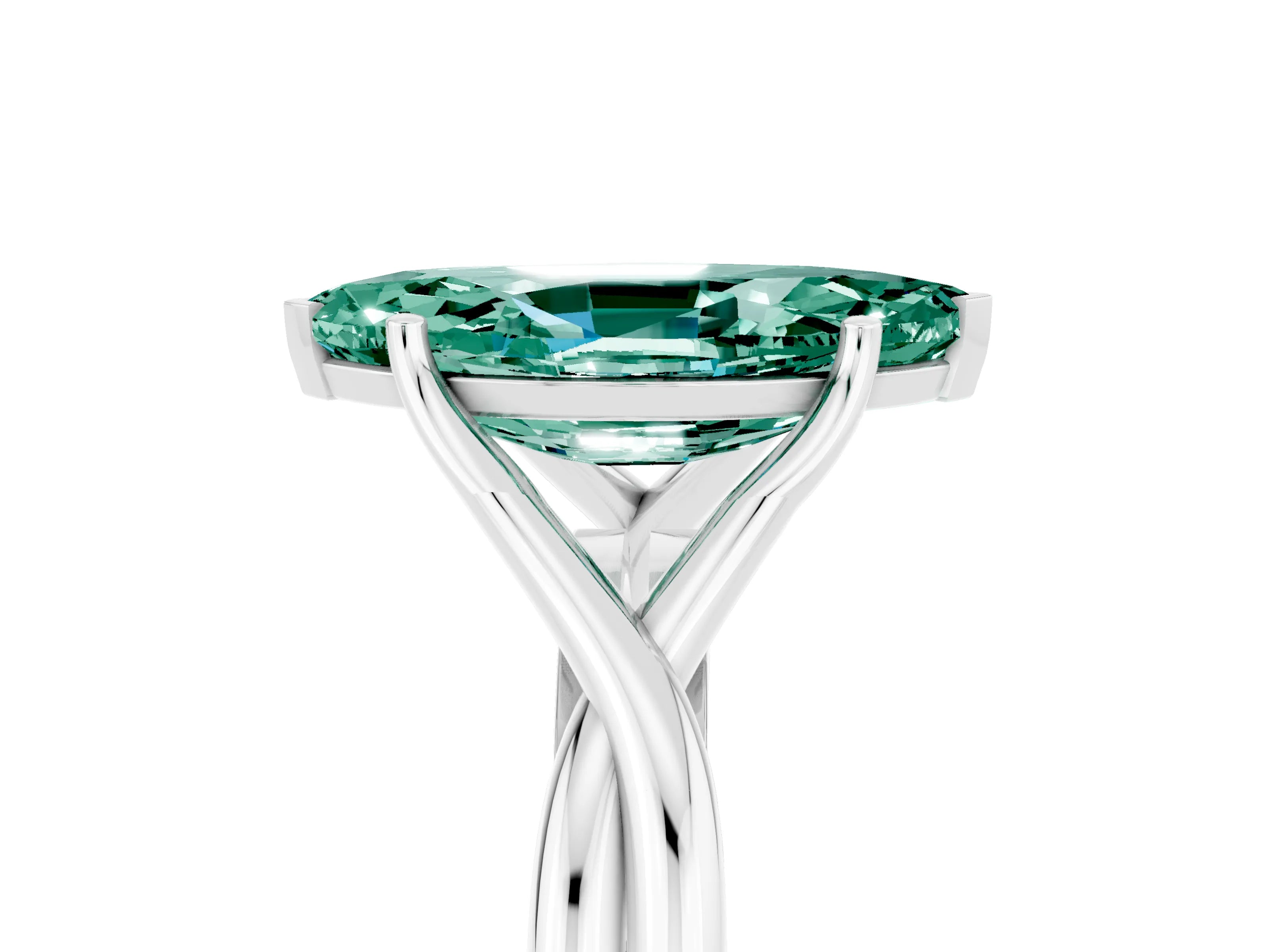White gold Marquise Cut Green Sapphire Solitaire Twist Band Prong Setting Ring_41