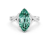 White gold Marquise Cut Green Sapphire Solitaire Twist Band Prong Setting Ring_48
